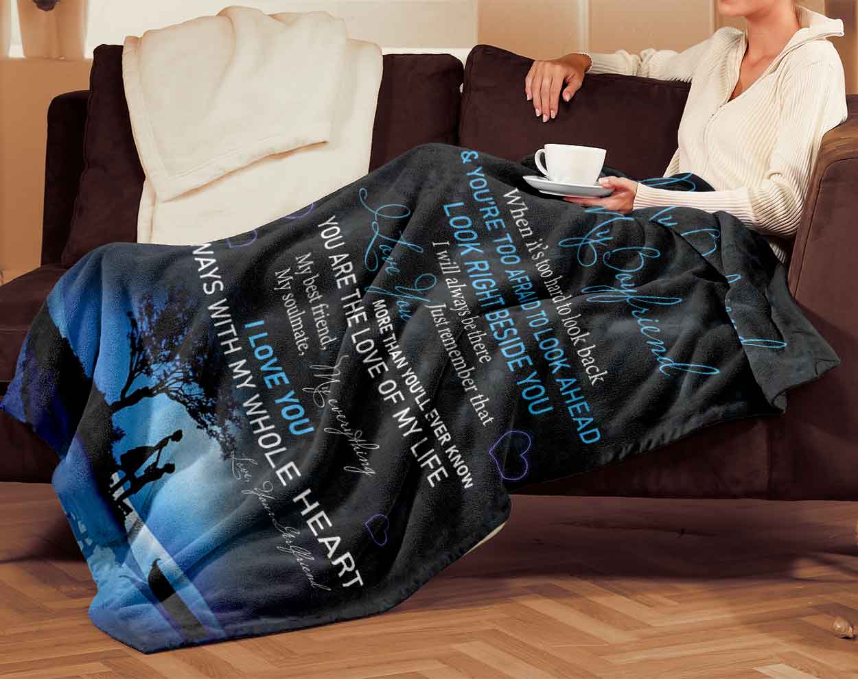 Skitongifts Blanket For Sofa Throws, Bed Throws Blanket - To Boyfriend I'll Always Be There Remember That I Love You Always With My Whole Heart-TT1501