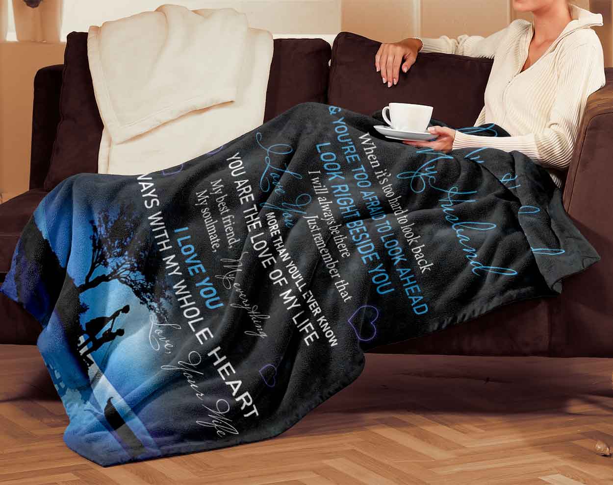 Skitongifts Blanket For Sofa Throws, Bed Throws Blanket - To Husband I'll Always Be There Remember That I Love You Always With My Whole Heart-TT1501