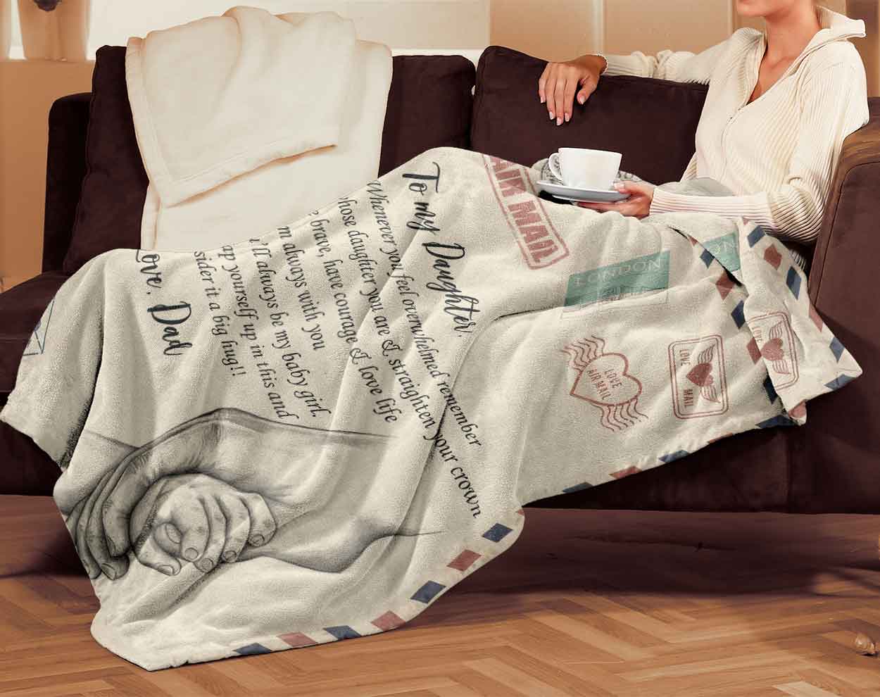 Skitongifts Blanket For Sofa Throws, Bed Throws Blanket - To My Daughter Whenever You Feel Overwhelmed Remember Whose Daughter You Are Love Dad-TT2401