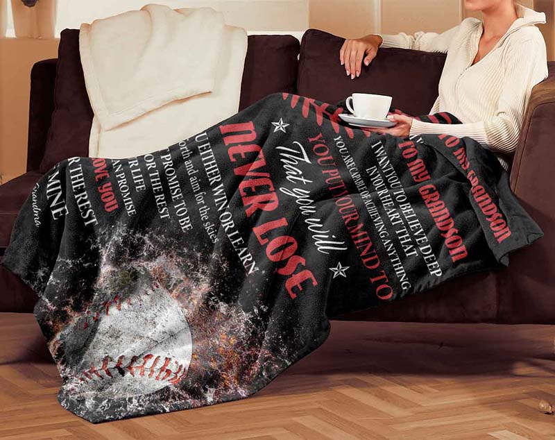 Skitongifts Blanket For Sofa Throws, Bed Throws Blanket - To My Grandson I_Want You Believe Deep In Your Heart-TT1903