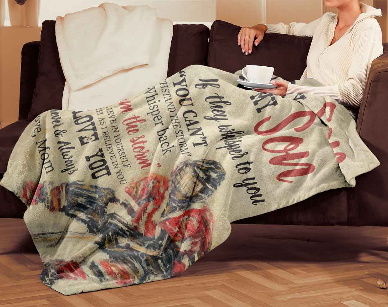 Skitongifts Blanket For Sofa Throws, Bed Throws Blanket - To My Son If They Whisper To You I Love You Forever And Always Love Mom-TT1401