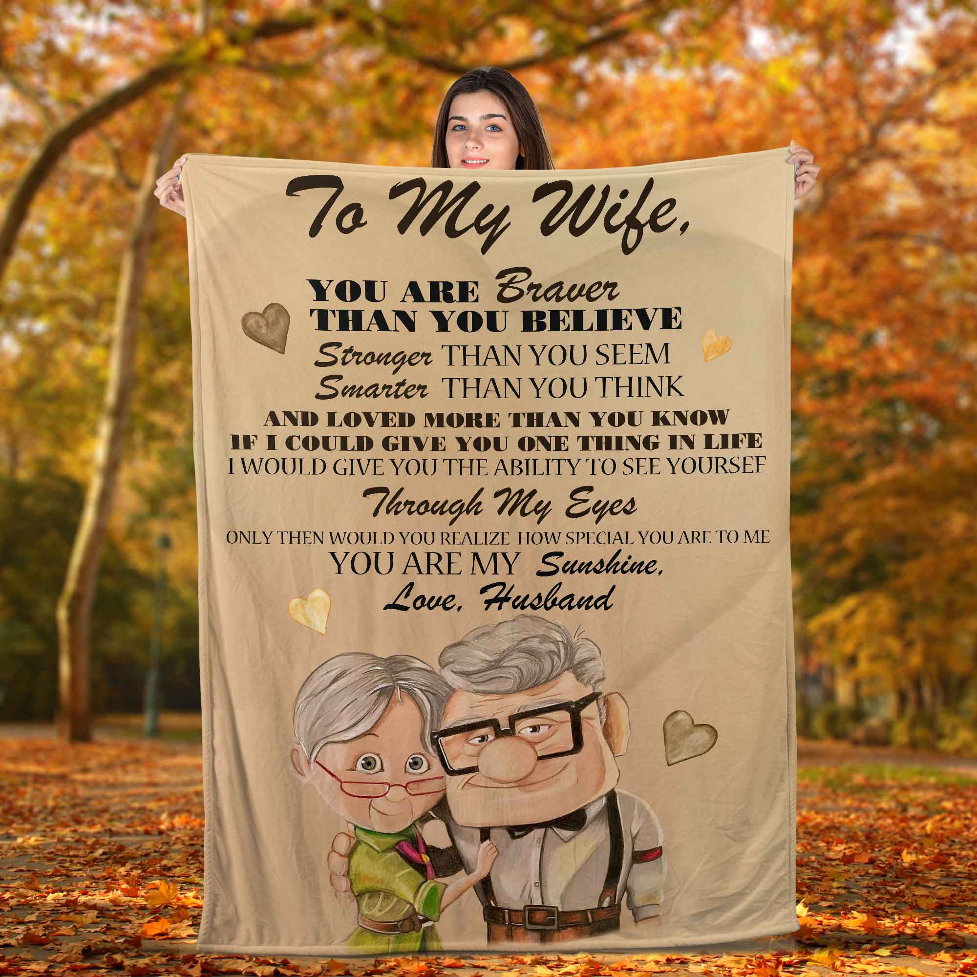 Skitongifts Blanket For Sofa Throws, Bed Throws Blanket - To My Wife You Are Braver Than You Believe Stronger Than You Seem-TT1501