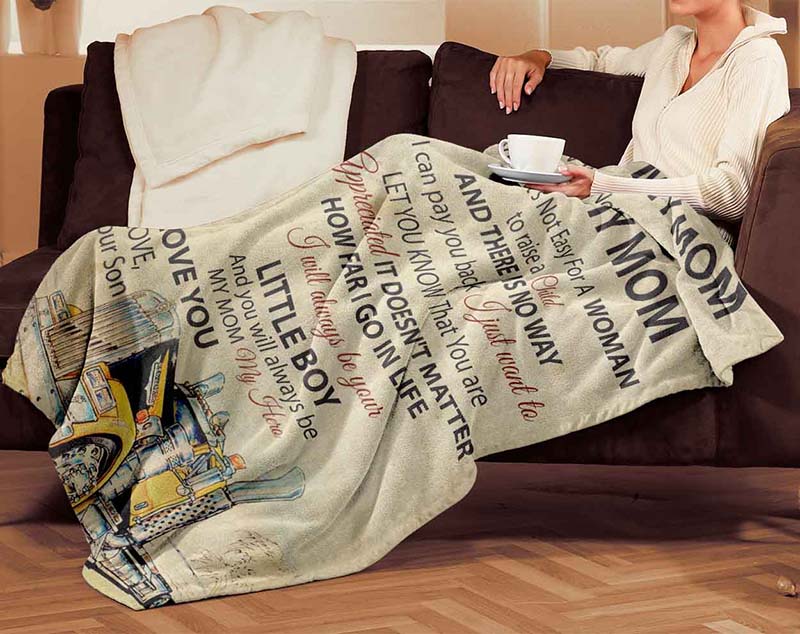 Skitongifts Blanket For Sofa Throws, Bed Throws Blanket - Trucker to My Mom I Know It's Not Easy for A Woman to Raise A Child Love-TT0104