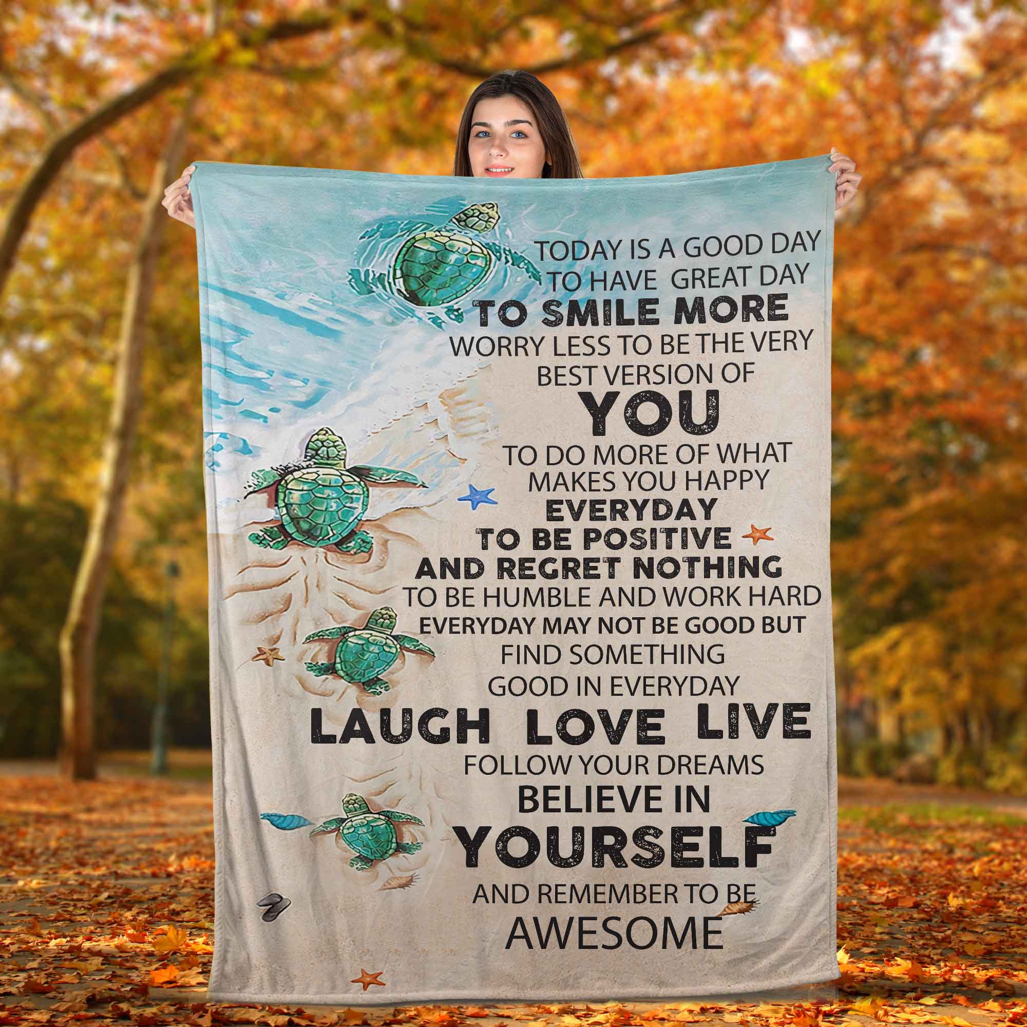 Skitongifts Blanket For Sofa Throws, Bed Throws Blanket - Turtle - Today is a good day-TT1101