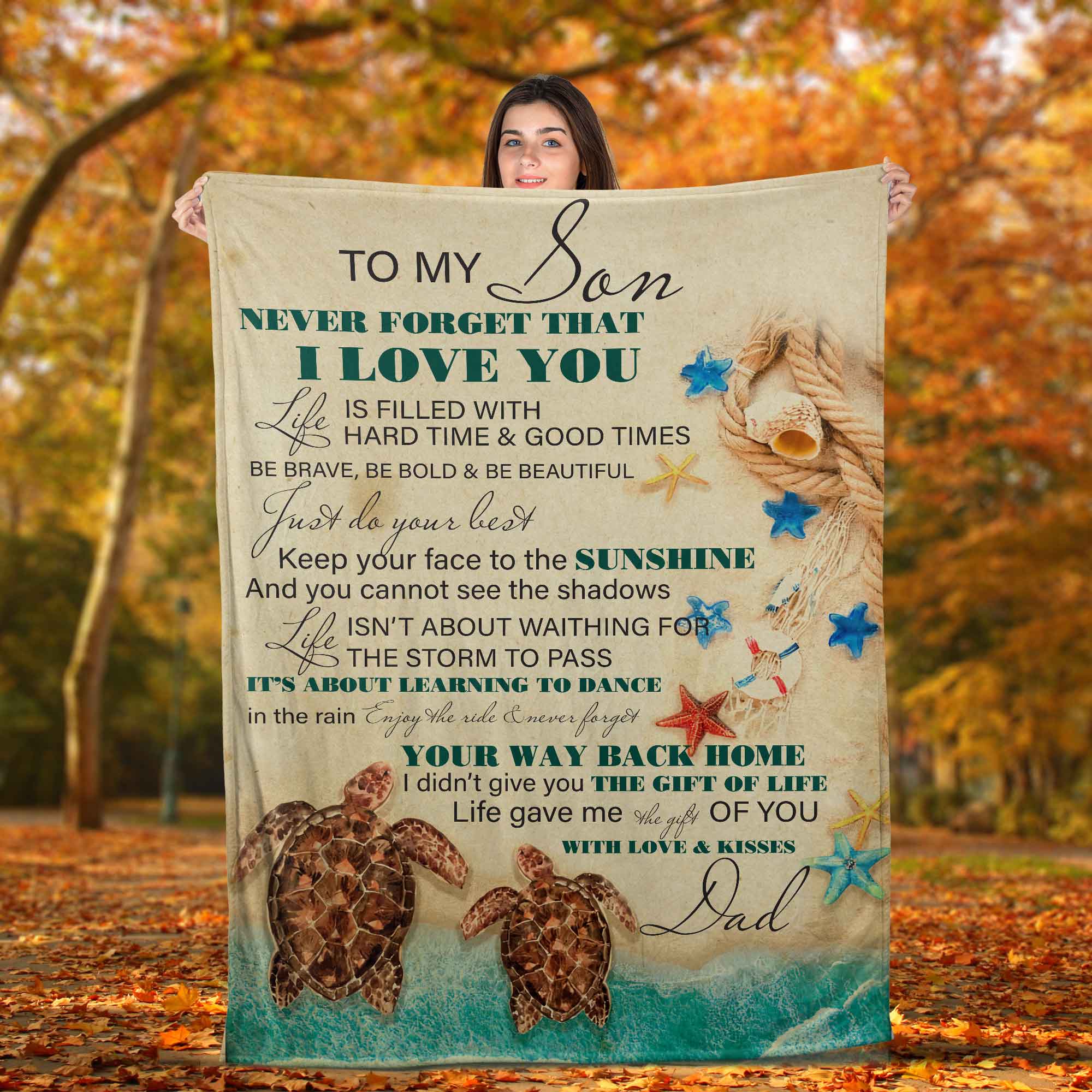 Skitongifts Blanket For Sofa Throws, Bed Throws Blanket - Turtle Dad To My Son Never Forget That I Love You Just Do Your Best Life-TT1101