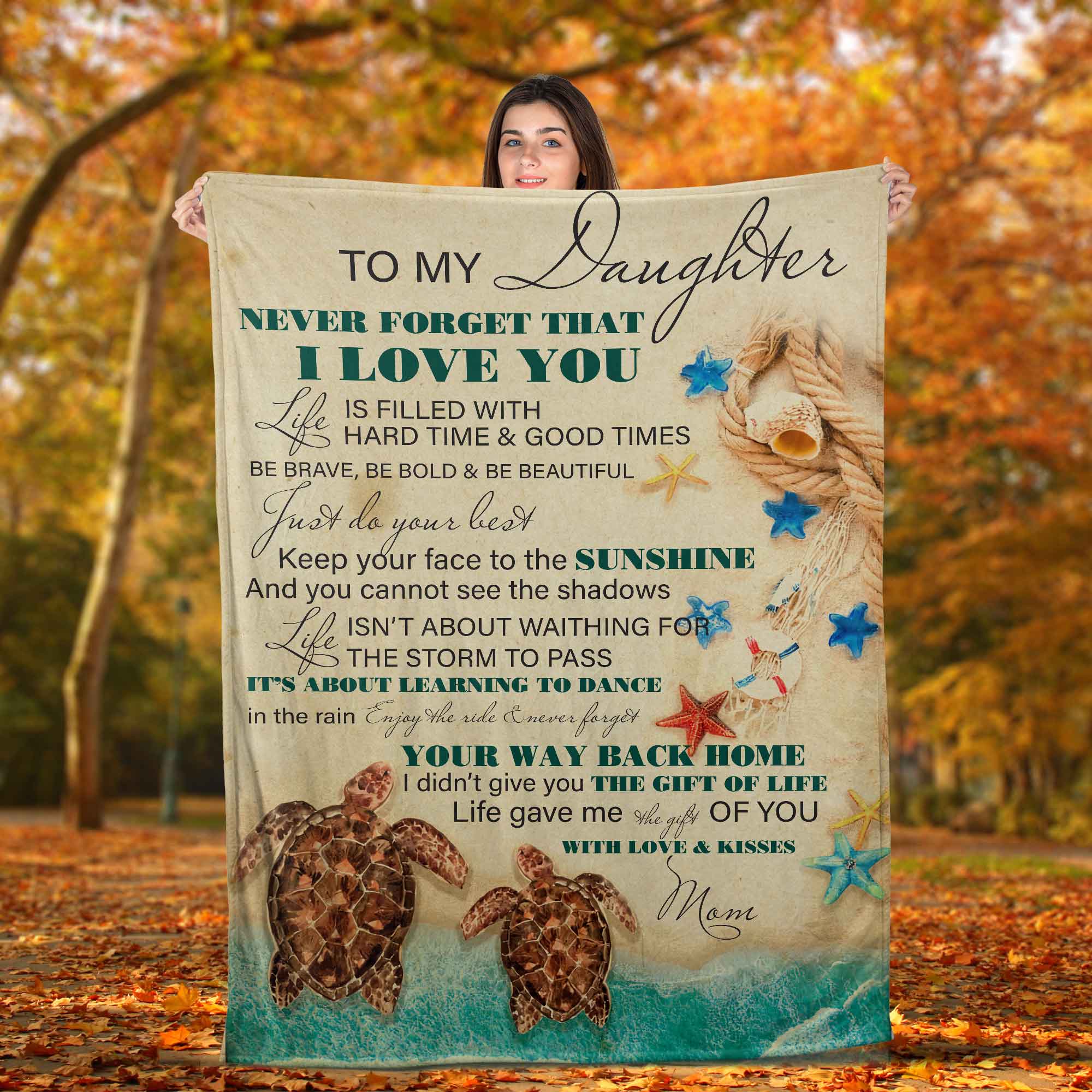 Skitongifts Blanket For Sofa Throws, Bed Throws Blanket - Turtle To My Daughter Never Forget That I Love You Just Do Your Best Life-TT1101