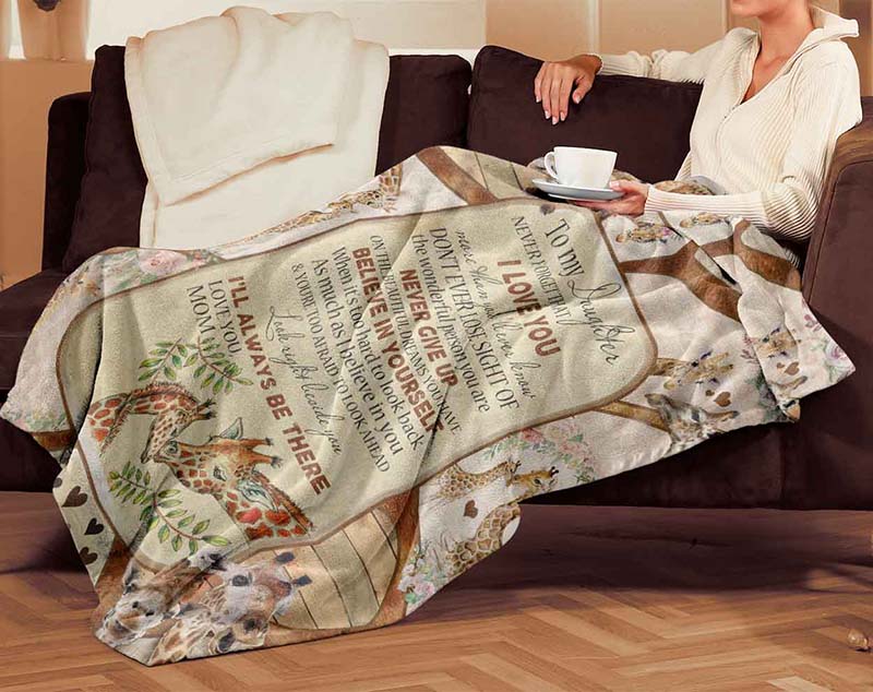 Skitongifts Blanket For Sofa Throws, Bed Throws Blanket - With For Daughter Daughter Giraffe To My Daughter Giraffe-TT1901
