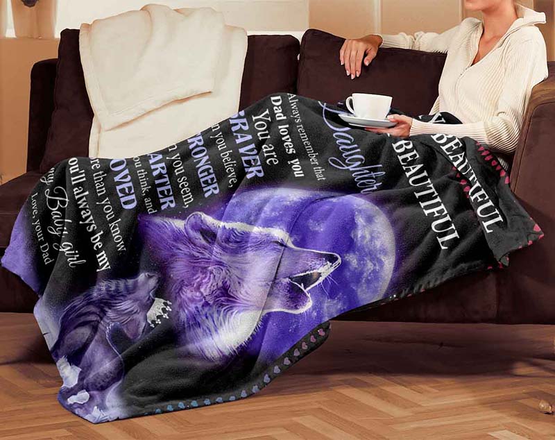 Skitongifts Blanket For Sofa Throws, Bed Throws Blanket - Wolf - To My Beautiful Stronger, Smarter -TT0704