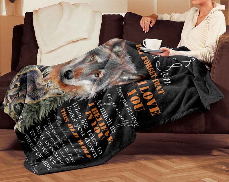 Skitongifts Blanket For Sofa Throws, Bed Throws Blanket - Wolf Mom To Son Never Forget That I Love You I Hope You Believe In Yourself-TT0101