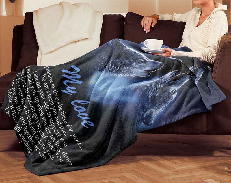 Skitongifts Blanket For Sofa Throws, Bed Throws Blanket - Wolf, My Love I Promise To Always Be There For You-TT0401