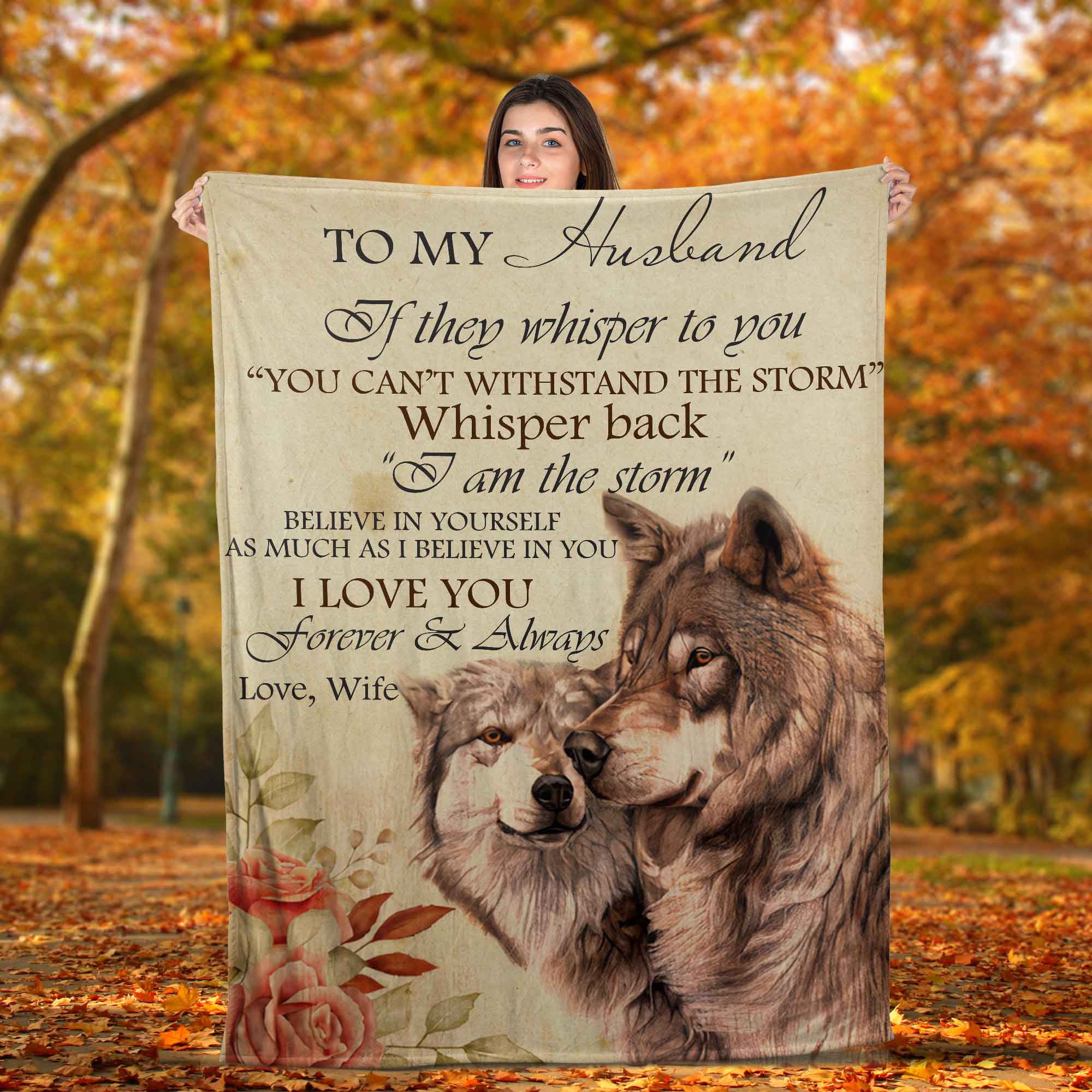 Skitongifts Blanket For Sofa Throws, Bed Throws Blanket - Wolf To My Husband I Love You Forever & Always-TT1101