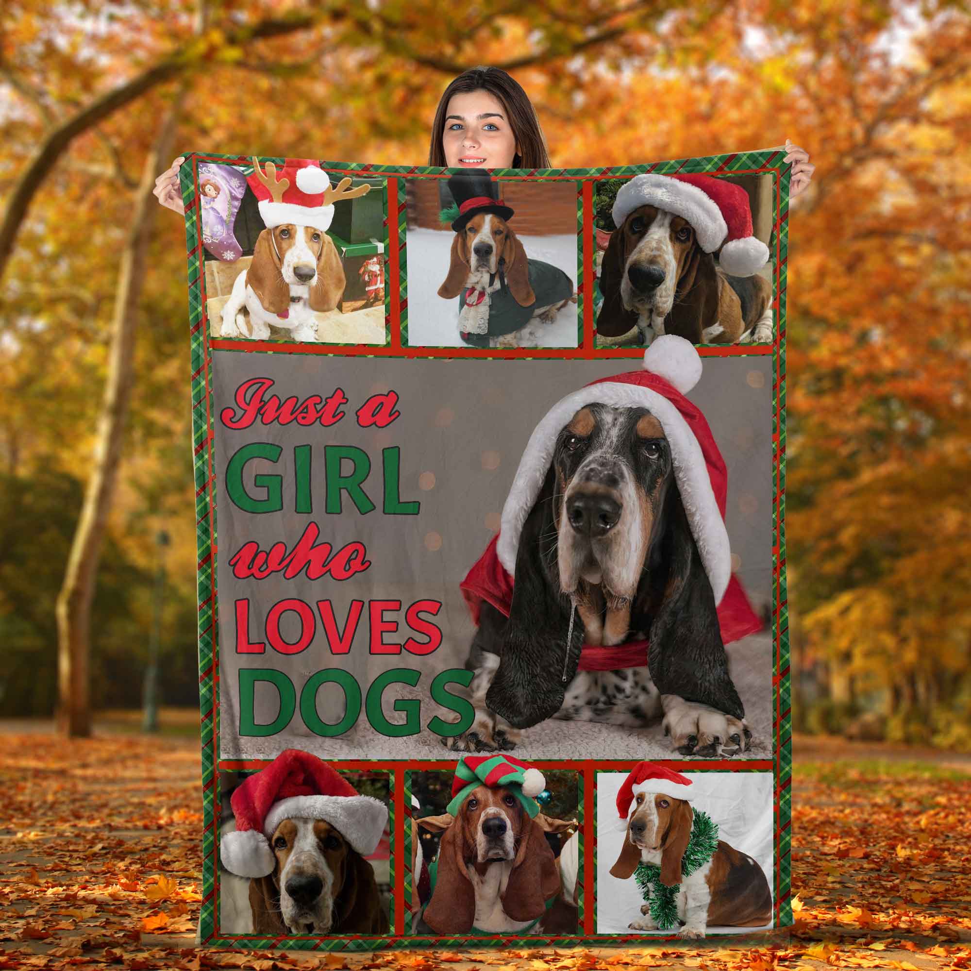 Just A Girl Who Loves Dog, Christmas Basset Hound Dog-TT0412