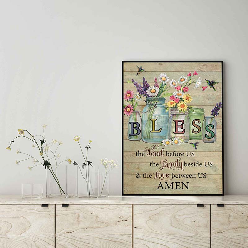 Skitongifts Wall Decoration, Home Decor, Decoration Room Bless The Food Before Us The Family Beside Us TT1203