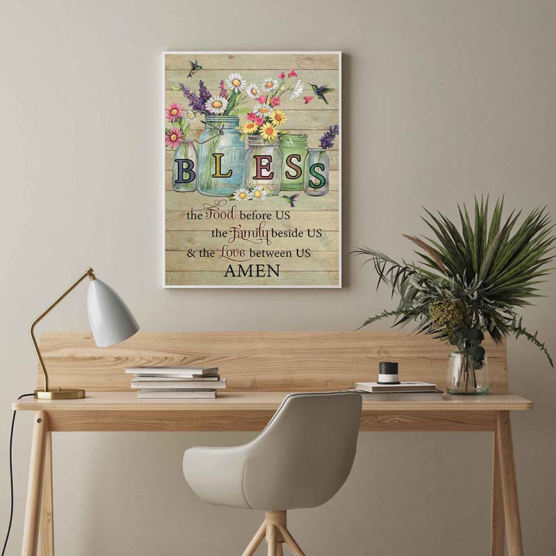 Skitongifts Wall Decoration, Home Decor, Decoration Room Bless The Food Before Us The Family Beside Us TT1203