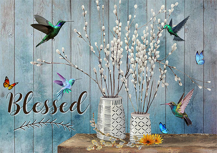 Blessed Hummingbird And Pussy Willow TT187