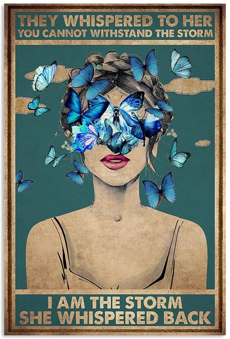 Blue Turquoise Butterfly Hair Girl Woman They Whispered To Her Proud Quote