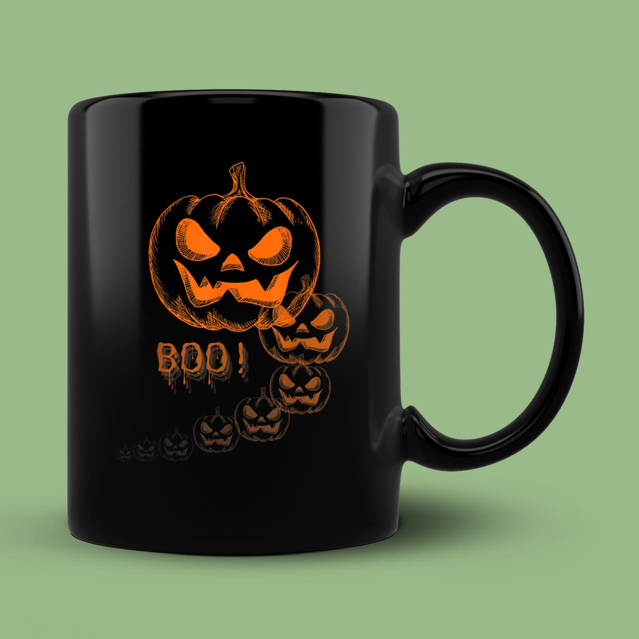 Skitongift Ceramic Novelty Coffee Mug Boo! Spooky Halloween Pumpkin Graphic Mug