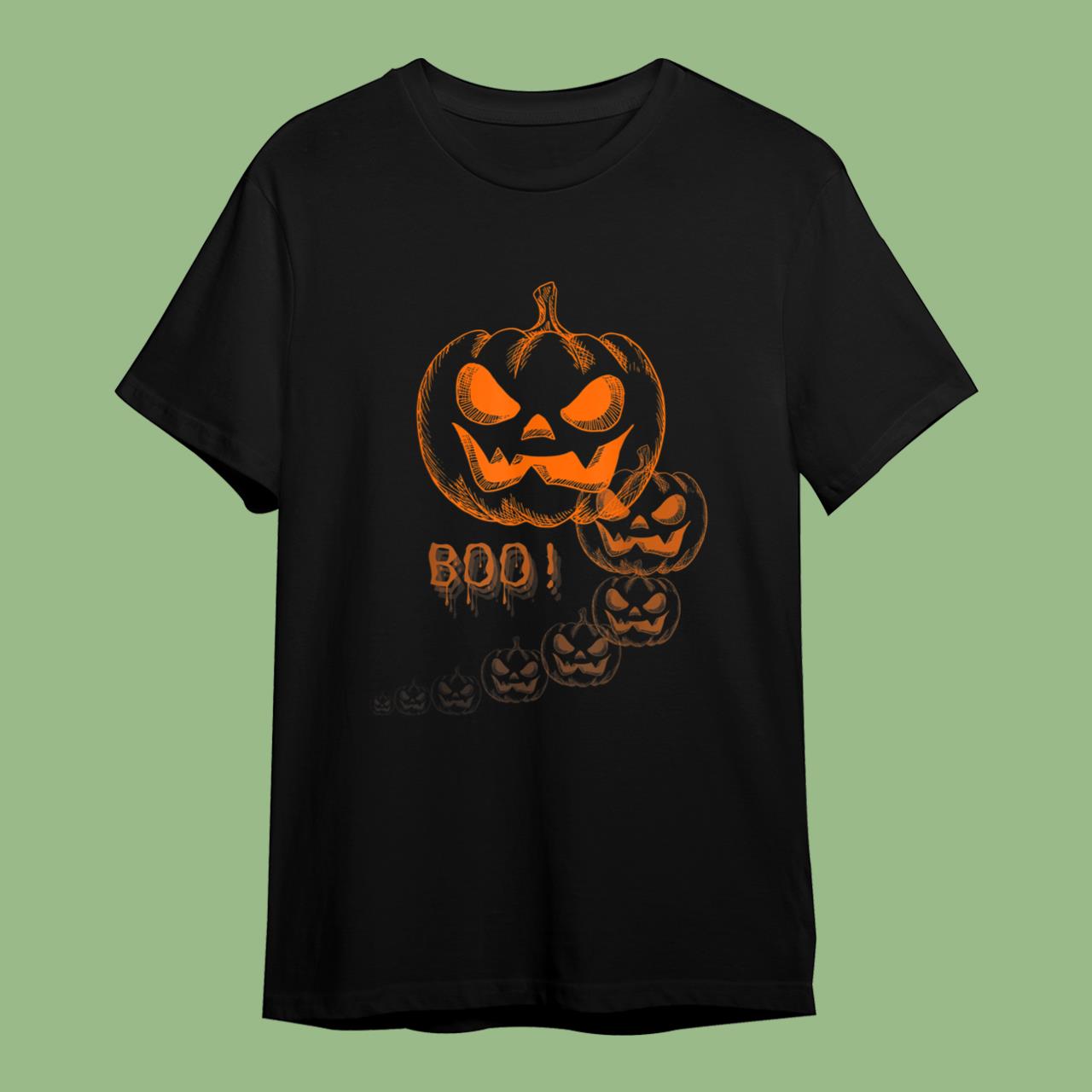 Skitongift Boo! Halloween Pumpkin Graphic T-Shirt