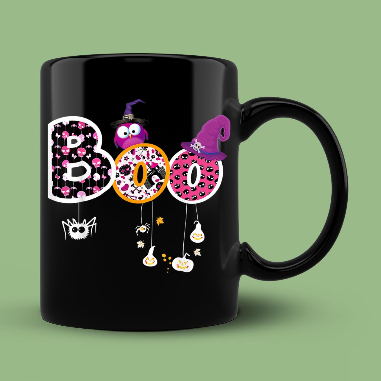 Skitongift Ceramic Novelty Coffee Mug Boo Spooky Halloween Costume Spiders Ghosts Pumkin  Witch Hat Mug