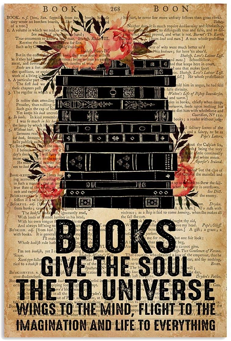Book Give Soul To The Universe Silhouette Flower Reading Hobby Quote