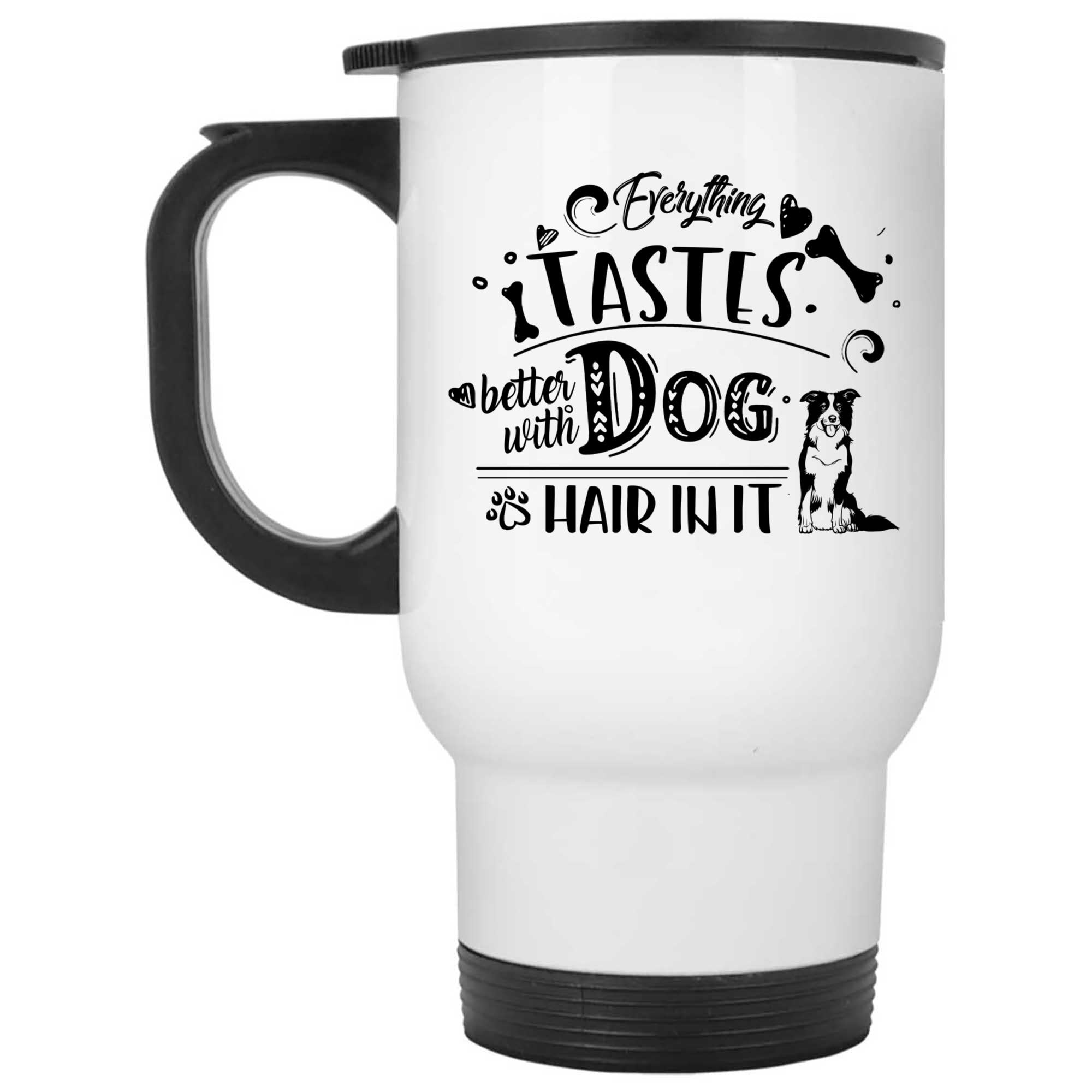 Skitongifts Coffee Mug Funny Ceramic Novelty Border Collie - Everything Tastes Better With Dog Hair In It UD3nyrs