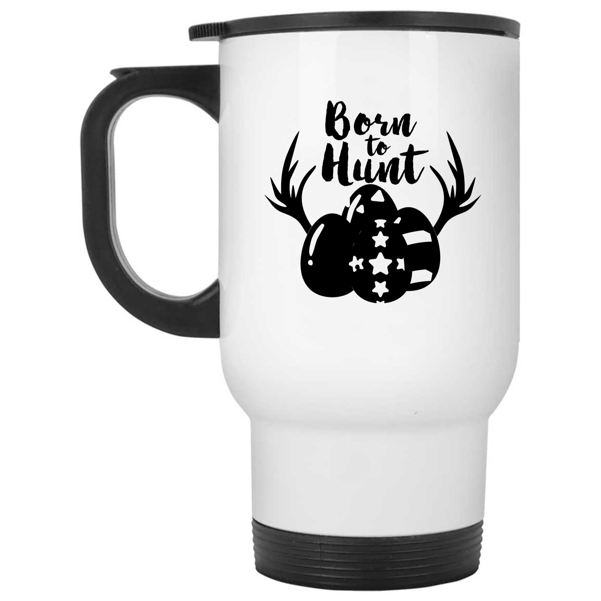 Skitongifts Funny Ceramic Novelty Coffee Mug Born To Hunt Easter Eggs Deer DNVySIt