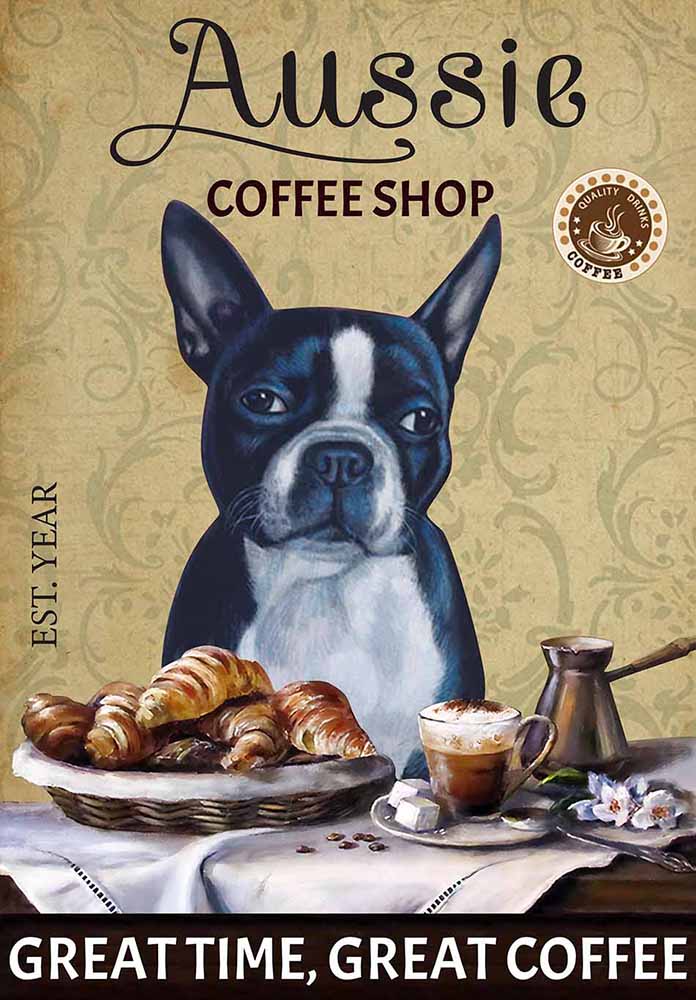 Boston Terrier Dog Coffee Shop-TT3008