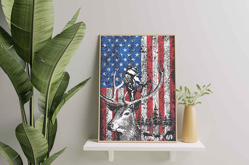 HOMICOZI Country American Flag Fishing Tapestry, Rustic Hunting