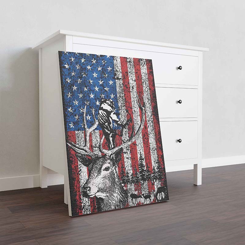Skitongifts Wall Decoration, Home Decor, Decoration Room Bow Hunting American Flag-TT1111
