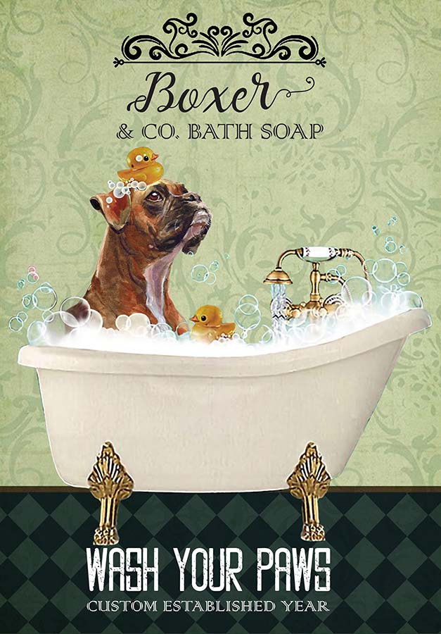 Boxer Dog In Bathtub Bath Soap Established Wash Your Paws TT0309