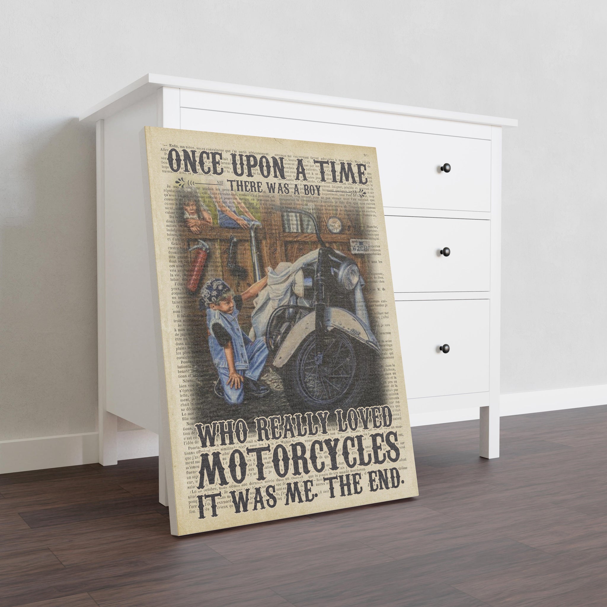 Boy And Motorcycle Vertical Once Upon A Timehome TT207
