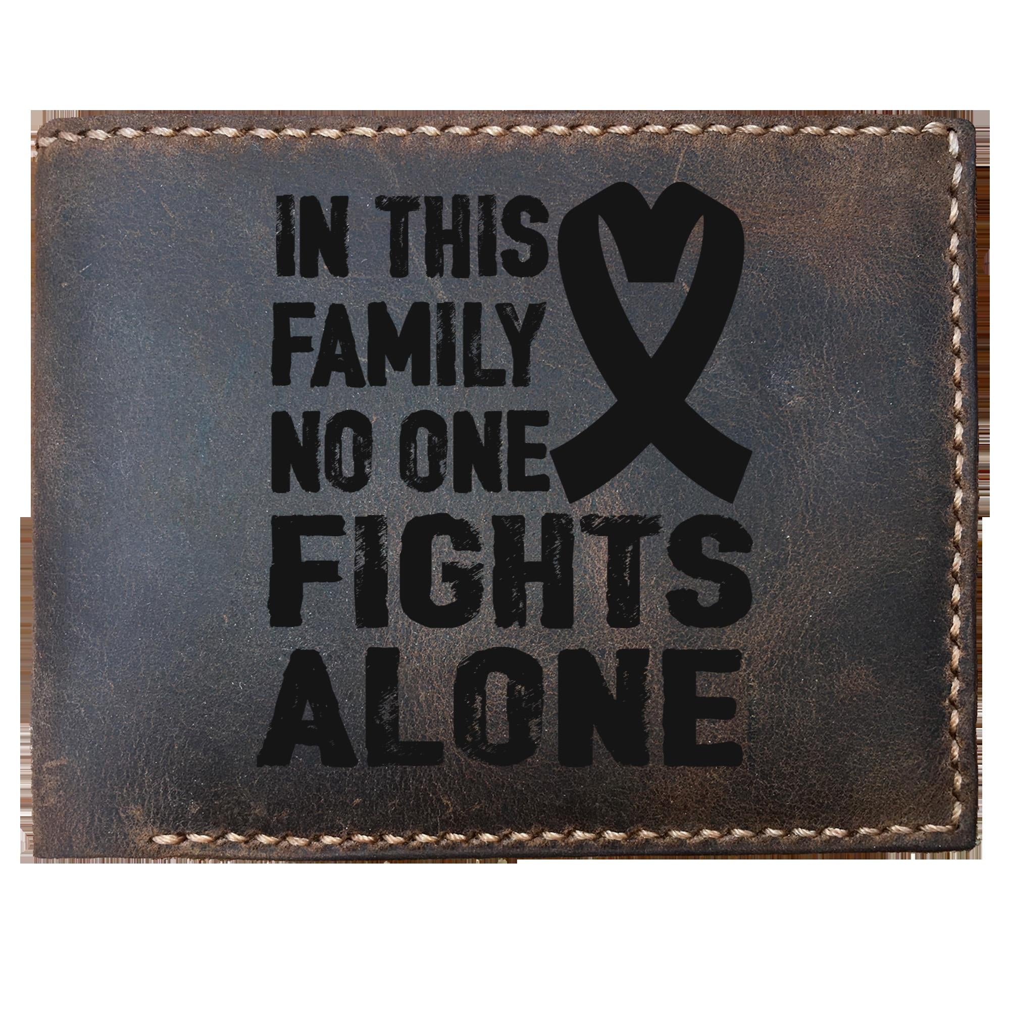 Skitongifts Funny Custom Laser Engraved Bifold Leather Wallet For Men, Breast Cancer In This Family No One Fights Alone