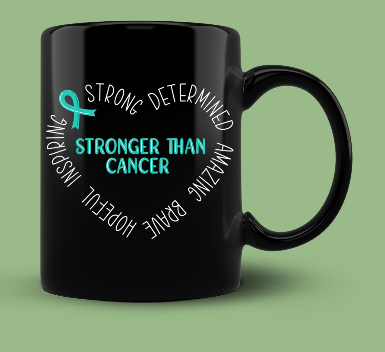 Skitongift Ceramic Novelty Coffee Mug Breast Cancer Awareness Mug Stronger Than Cancer Ovarian Cancer Awareness