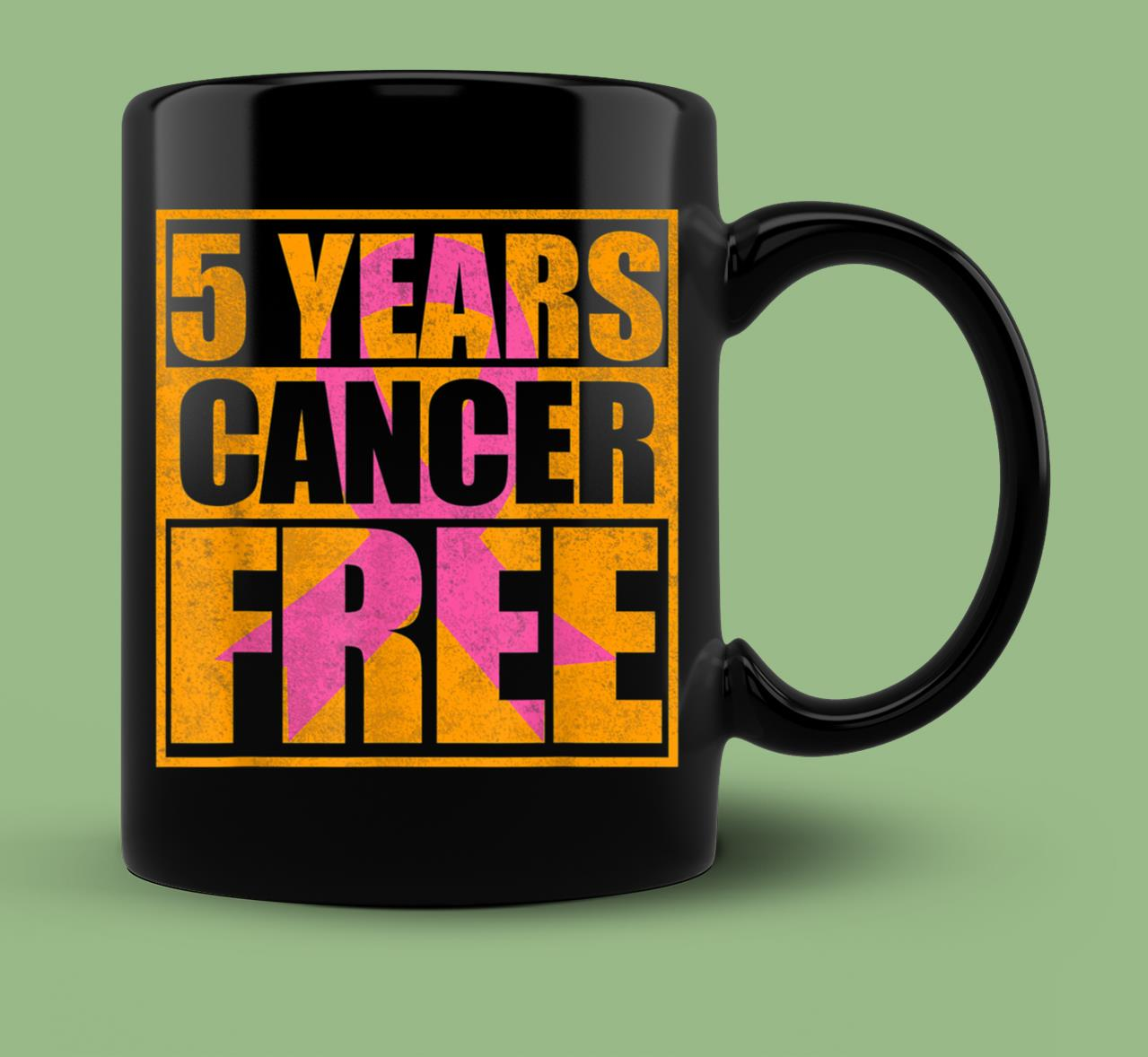 Skitongift Ceramic Novelty Coffee Mug Breast Cancer Awareness Mugs 5 Years Cancer Free Pink Ribbon Breast Cancer Survivor