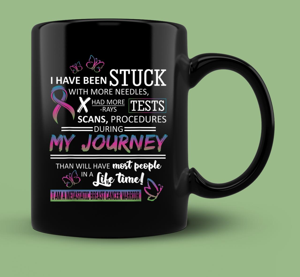 Skitongift Ceramic Novelty Coffee Mug Breast Cancer Awareness Mugs My Journey I Am A Metastatic Breast Cancer Warrior