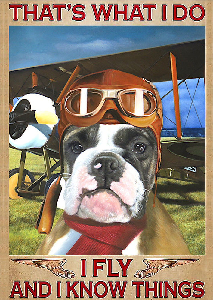 Bulldog Dog That's What I Do I Fly And I Know Things Dog Lover