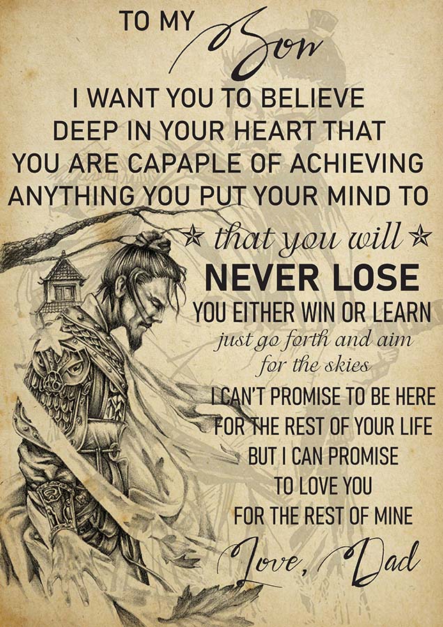 Bushido Samurai To My Son I Want You to Believe Deep in Your Heart from Dad-TT2009