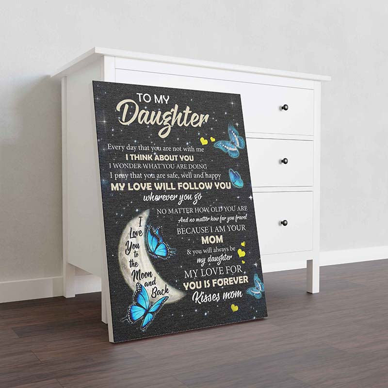 Skitongifts Wall Decoration, Home Decor, Decoration Room Butterflies Mom To My Daughter I Love You Forever & Always-TT1611