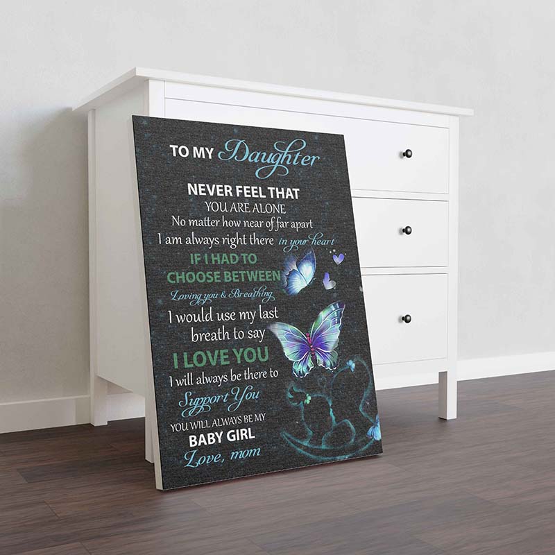 Skitongifts Wall Decoration, Home Decor, Decoration Room Butterfly Mom To Daughter I Love You, Black-TT1611