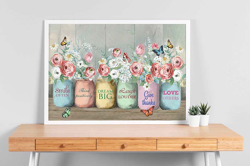 Skitongifts Wall Decoration, Home Decor, Decoration Room Butterfly Smile Often Think Positively Dream Big Laugh Loudly TT0203