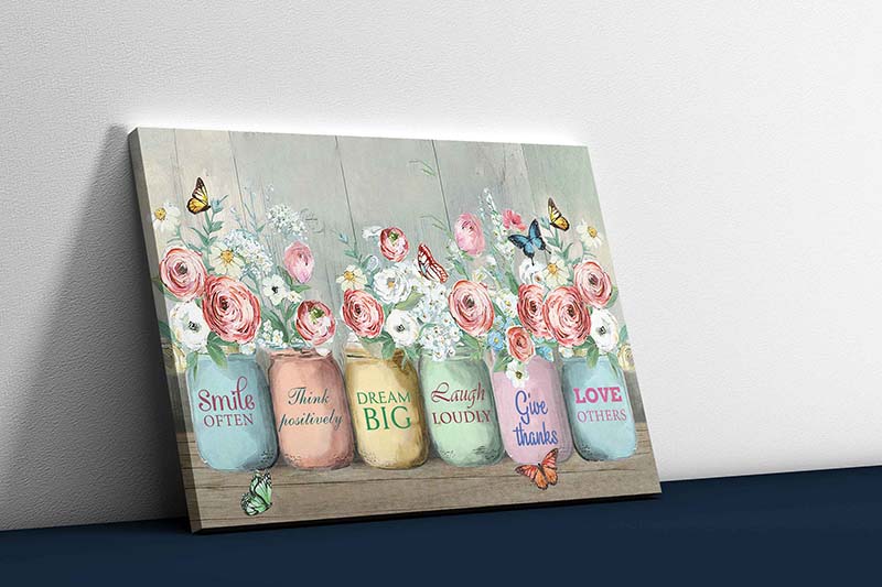 Skitongifts Wall Decoration, Home Decor, Decoration Room Butterfly Smile Often Think Positively Dream Big Laugh Loudly TT0203
