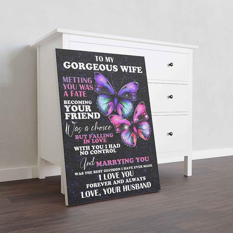 Skitongifts Wall Decoration, Home Decor, Decoration Room Butterfly To My Gorgeous Wife Meeting You Was A Fate-TT1811