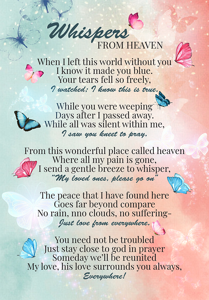 Butterfly Whispers From Heaven Poem TT227