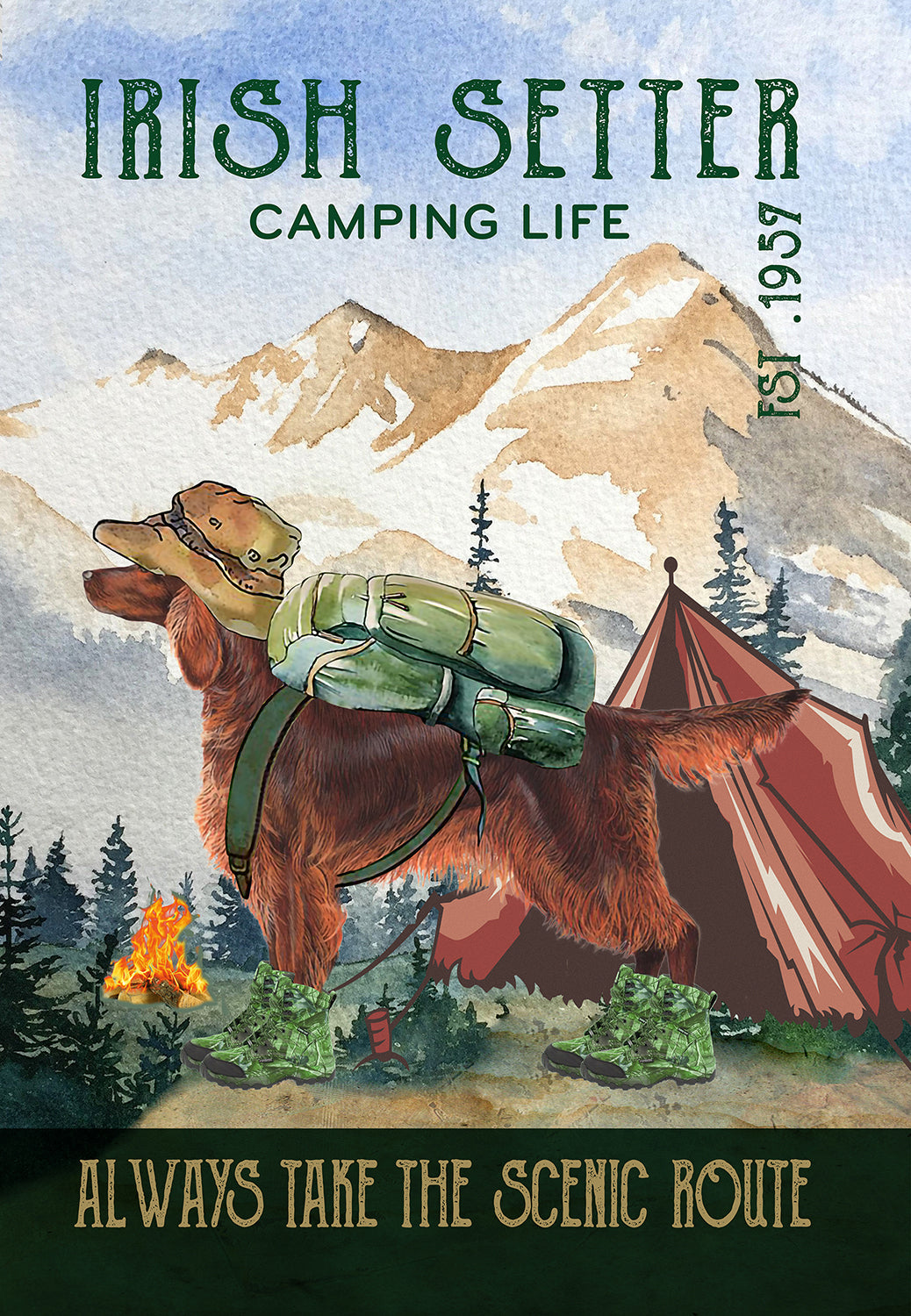 Camping Life Scenic Route Irish Setter For Dog Lover