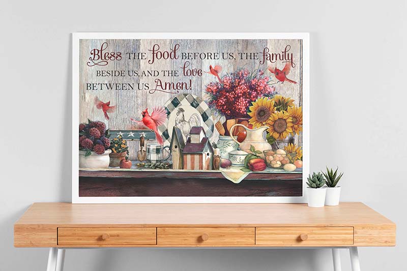 Skitongifts Wall Decoration, Home Decor, Decoration Room Cardinal Amen Bless The Food Before Us The Family Beside Us TT0303