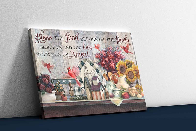 Skitongifts Wall Decoration, Home Decor, Decoration Room Cardinal Amen Bless The Food Before Us The Family Beside Us TT0303