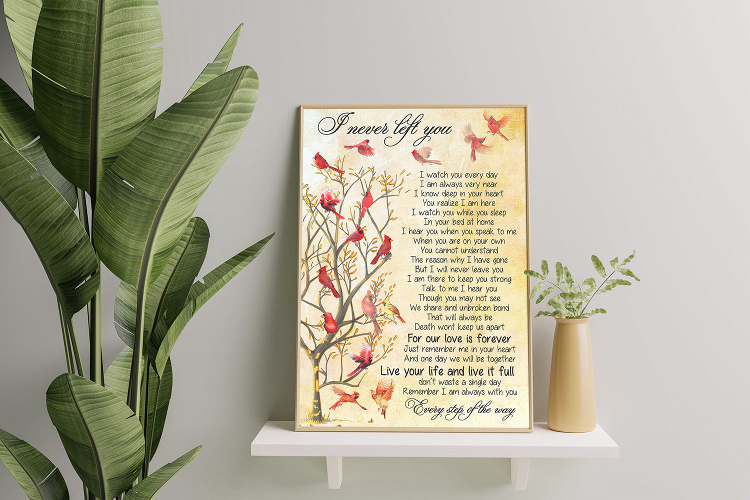 Cardinal Bird I Never Left You Song Lyrics Satin Portrait-HH0308