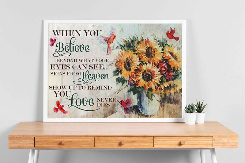 Skitongifts Wall Decoration, Home Decor, Decoration Room Cardinal + Sunflower When You Believe Beyond What Your Eyes Can See... TT0703