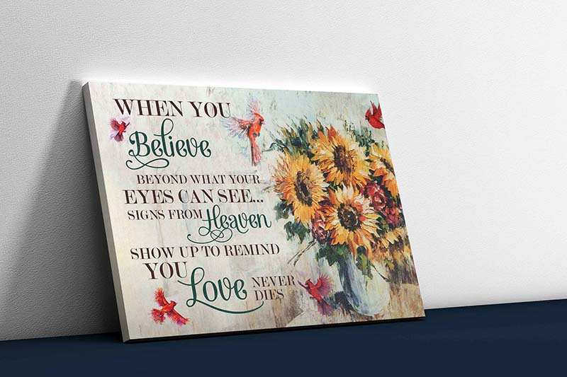 Skitongifts Wall Decoration, Home Decor, Decoration Room Cardinal + Sunflower When You Believe Beyond What Your Eyes Can See... TT0703
