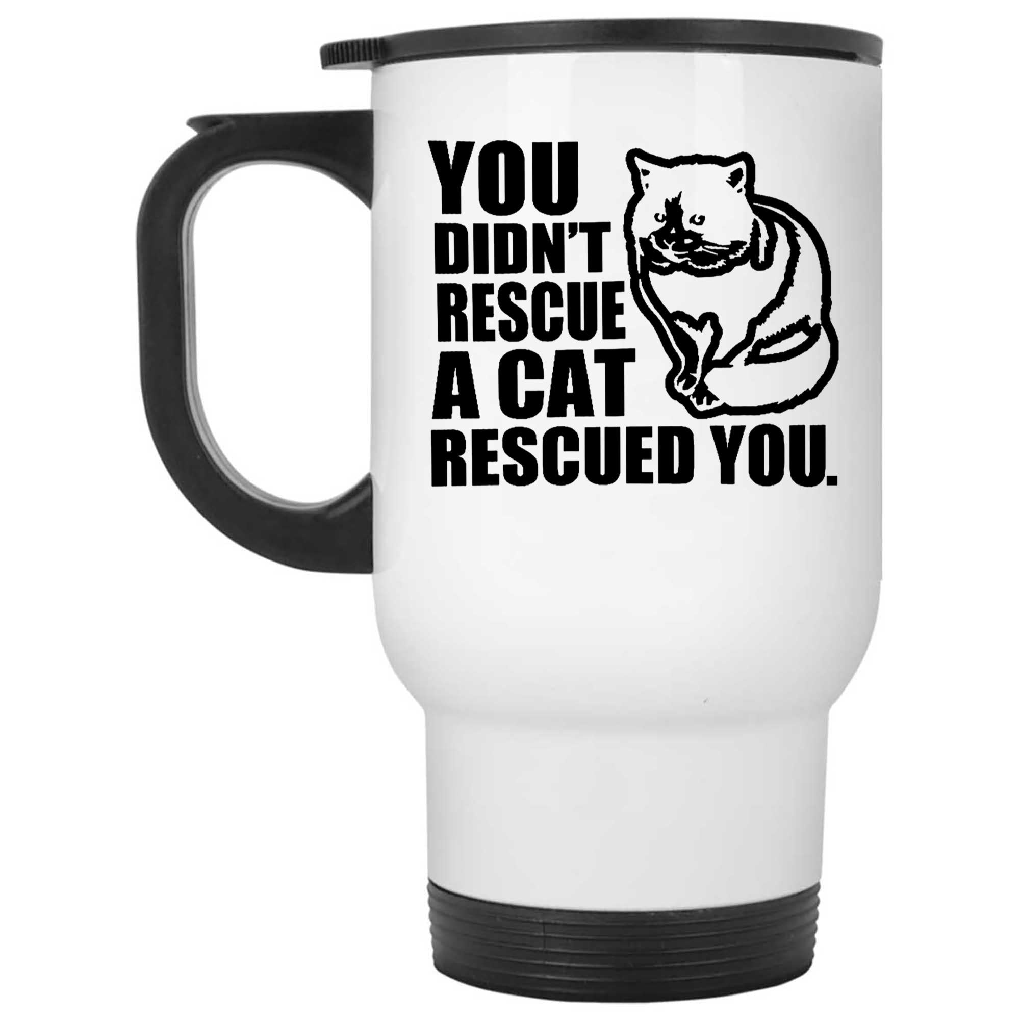 Skitongifts Funny Ceramic Novelty Coffee Mug Cat Lovers You Didnt Rescue A Cat Rescued You qQpSvDM